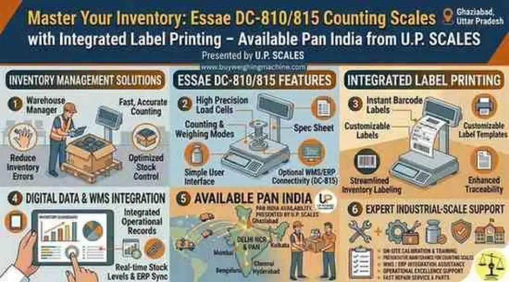 Master Your Inventory: Essae DC-810/815 Counting Scales with Integrated Label Printing – Available Pan India from U.P. SCALES