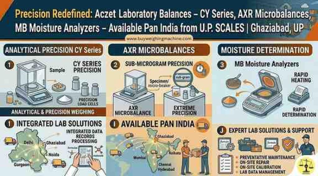 Precision Redefined: Aczet Laboratory Balances – CY Series, AXR Microbalances, MB Moisture Analyzers – Available Pan India from U.P. SCALES
