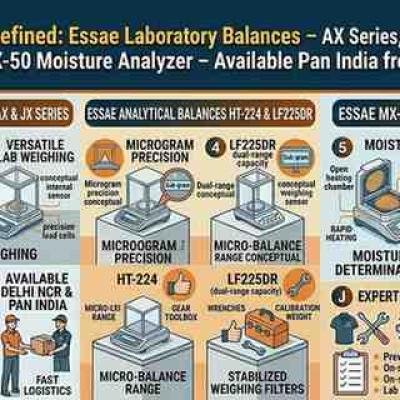 Precision Redefined: Essae Laboratory Balances – AX Series, JX Series, HT-224, LF225DR & MX-50 Moisture Analyzer – Available Pan India from U.P. SCALES