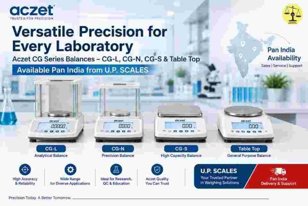 Versatile Precision for Every Laboratory: Aczet CG Series Balances – CG-L, CG-N, CG-S & Table Top – Available Pan India from U.P. SCALES