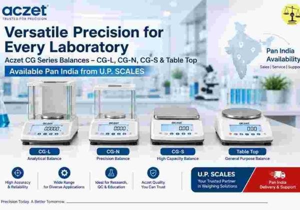 Versatile Precision for Every Laboratory: Aczet CG Series Balances – CG-L, CG-N, CG-S & Table Top – Available Pan India from U.P. SCALES